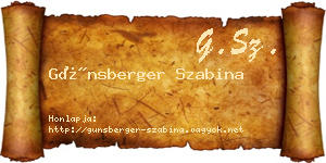 Günsberger Szabina névjegykártya
